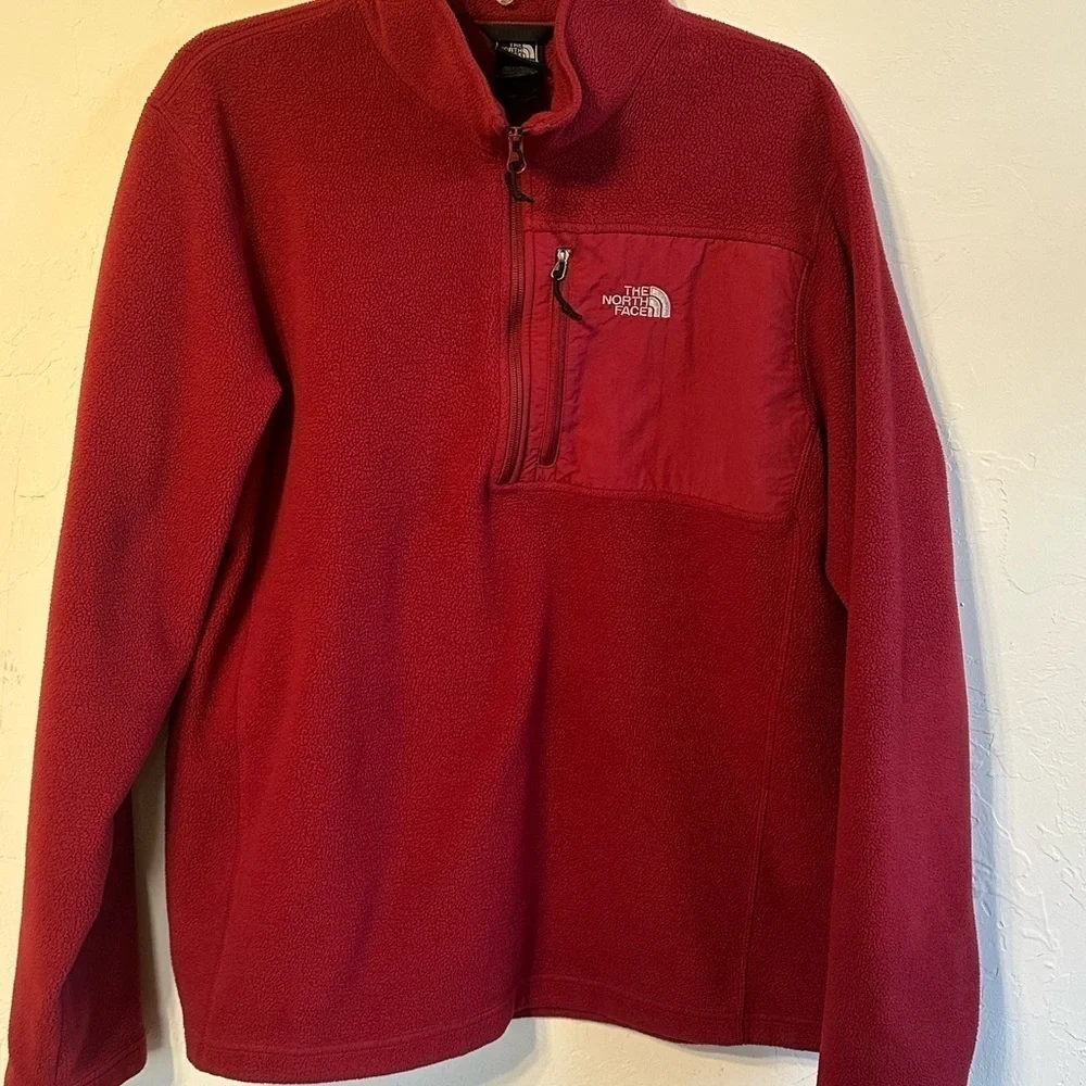 The North Face Classic Cozy Red Fleece 1/2 Zip Pullover Sz L
